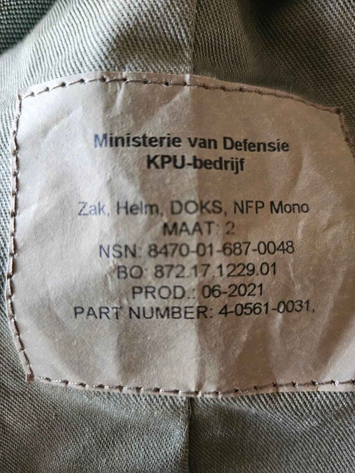 Galvion doks nfp helm, Ophalen of Verzenden, Landmacht, Nederland, Helm of Baret