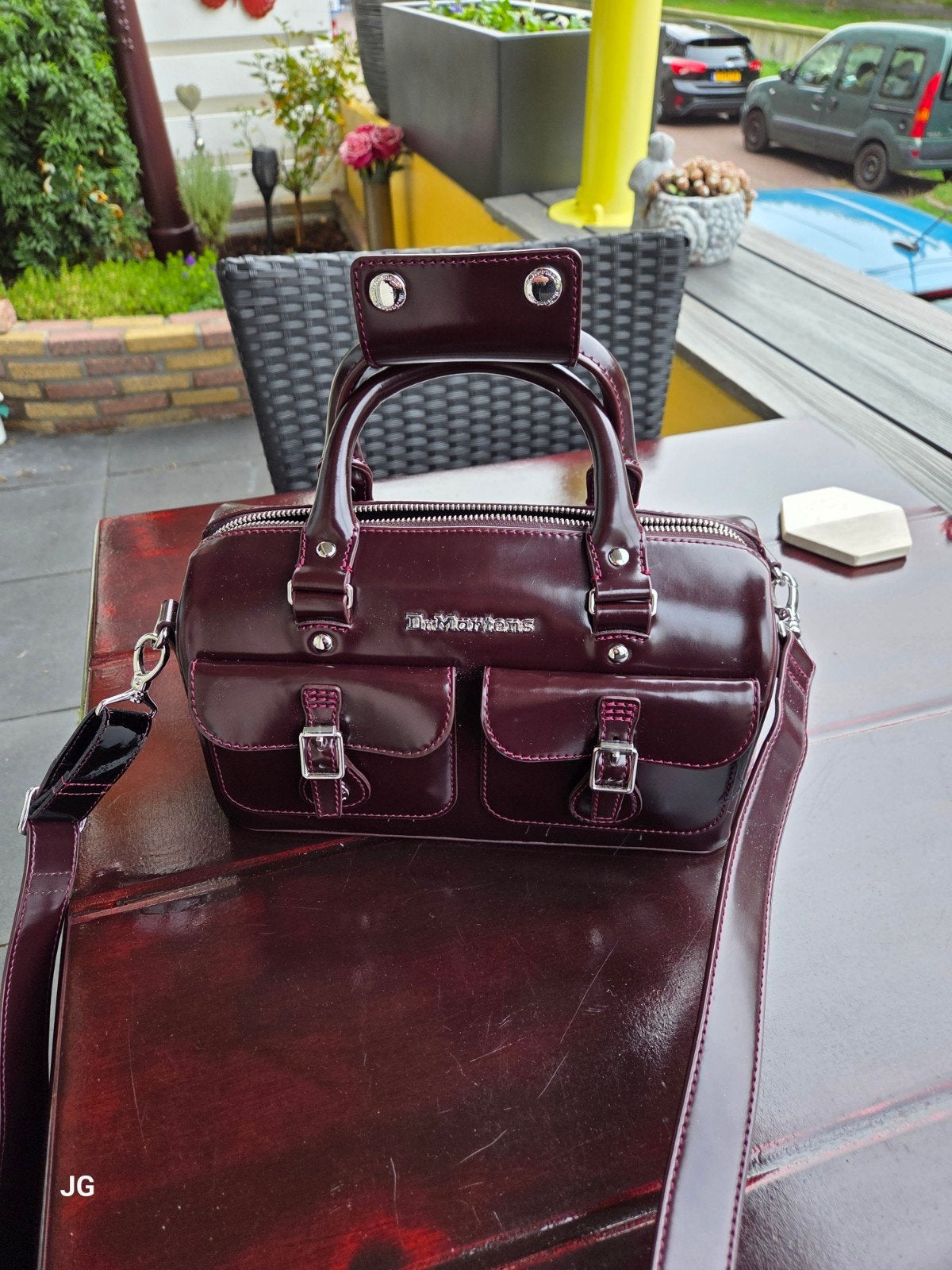 Hengsel tas Dr Martens Vegan leer, Ophalen of Verzenden, Zo goed als nieuw, Rood, Schoudertasje