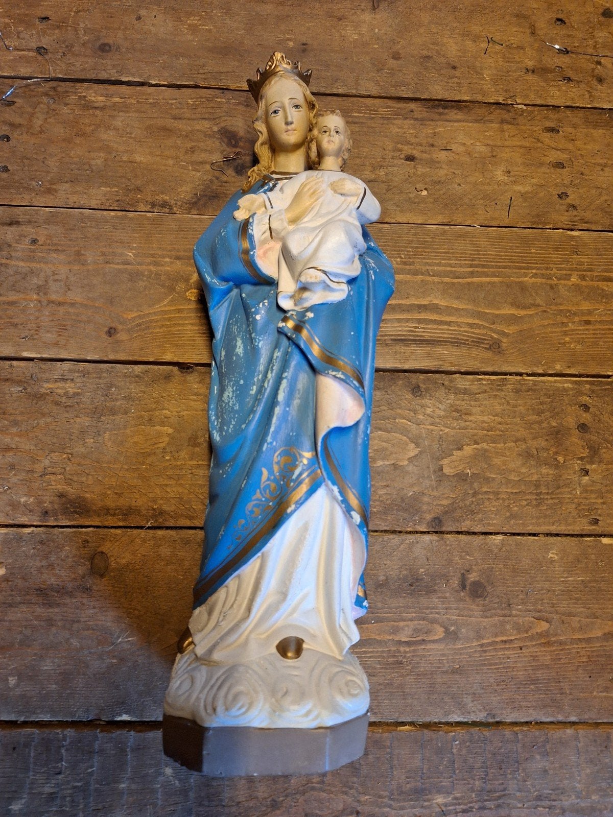 Set van 2 religieuze beelden: Jezus en Maria met kind, Ophalen
