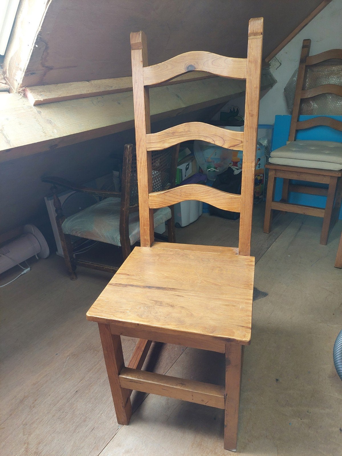 6 stuks Grenenhout stoel met hoge rugleuning, Ophalen