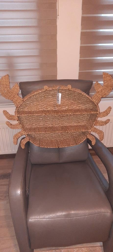 Wanddecoratie Krab van Zeegras - Nieuw met label, Huis en Inrichting, Woonaccessoires | Overige, Nieuw, Natuurlijk materiaal, Bruin