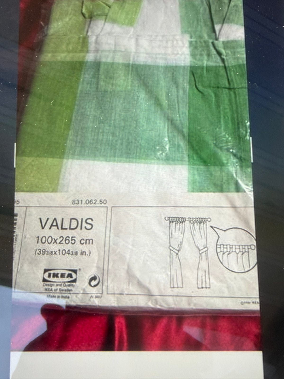 IKEA VALDIS Gordijnen 100x265 cm - Groen/Wit Geruit, Ophalen, Nieuw, Wit