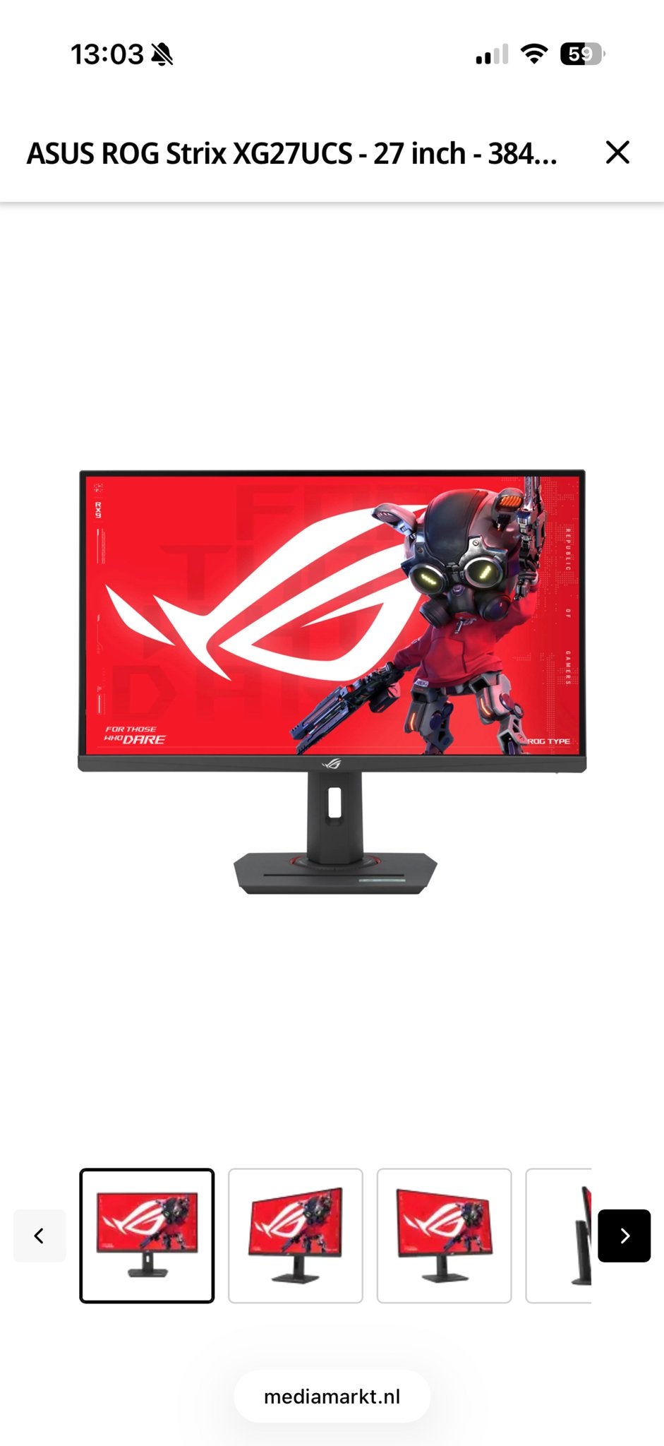 ASUS ROG Strix XG27UCS 27 inch 4K Gaming Monitor, Computers en Software, IPS, 1 tot 2 ms, 151 t/m 200 Hz, Ophalen