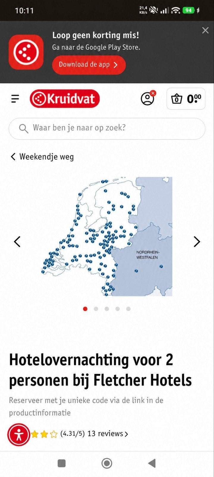 Overnachting bij Fletcher Hotel, Tickets en Kaartjes, Twee personen, Cadeaubon, Overige typen
