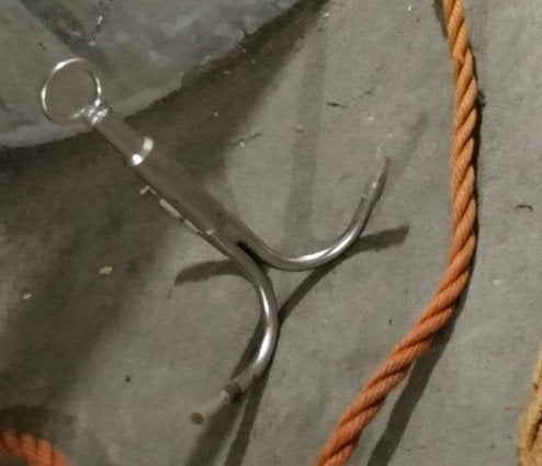 Magneetvissen dreg haak + lang touw met karabijn haken, Ophalen of Verzenden, Zo goed als nieuw