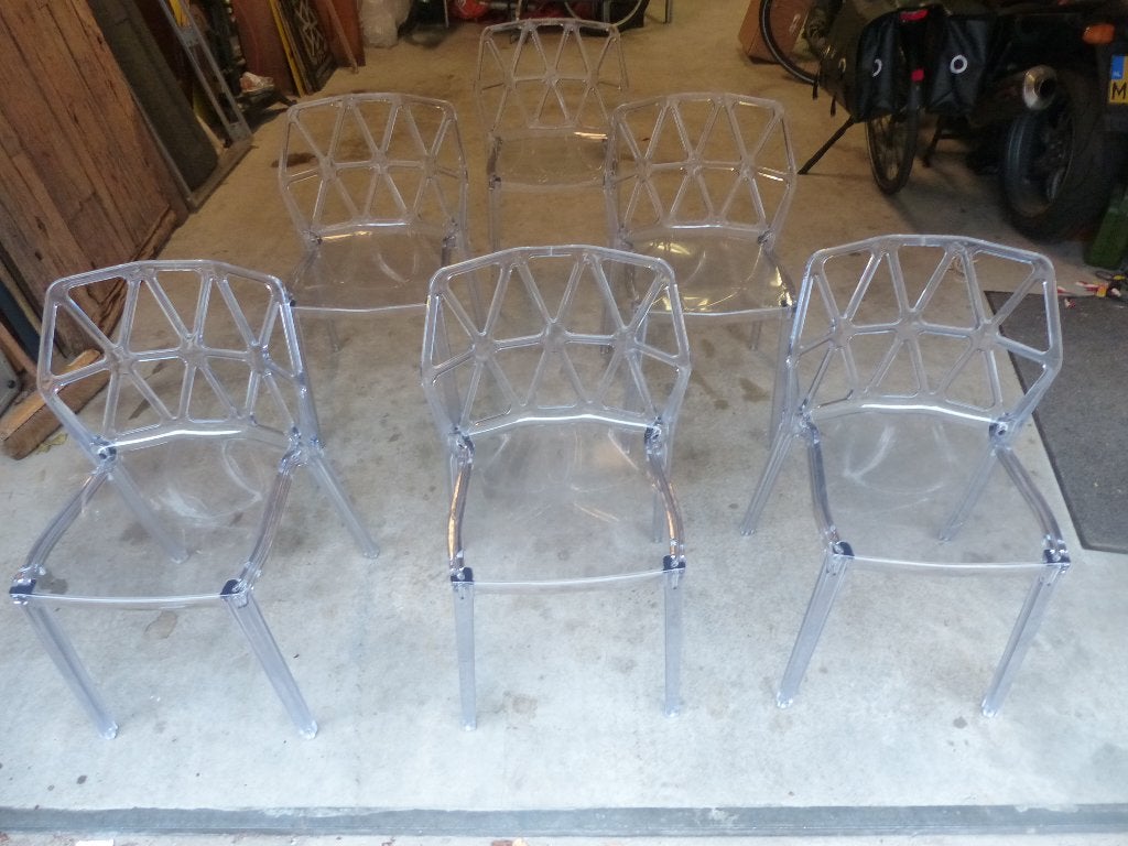 6x plexiglas eetkamerstoel,design,Italy., Ophalen, Gebruikt