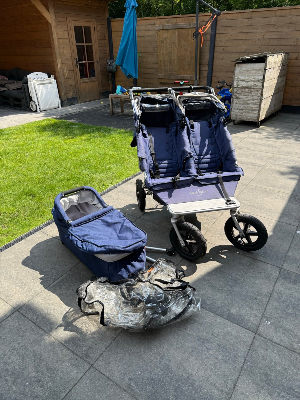 Easywalker Duo kinderwagen met reiswieg en regenhoes, Gebruikt, Duowagen, Combiwagen, Ophalen