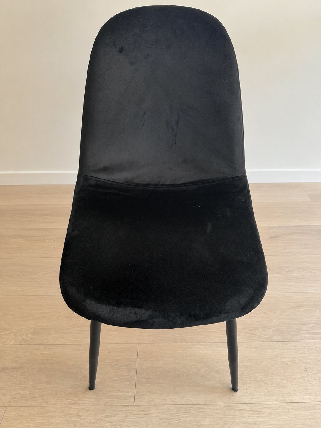 Ovale eettafel met 8 stoelen - Mango hout en zwart fluweel, Huis en Inrichting, Tafels | Eettafels, Ophalen, Gebruikt, 100 tot 150 cm