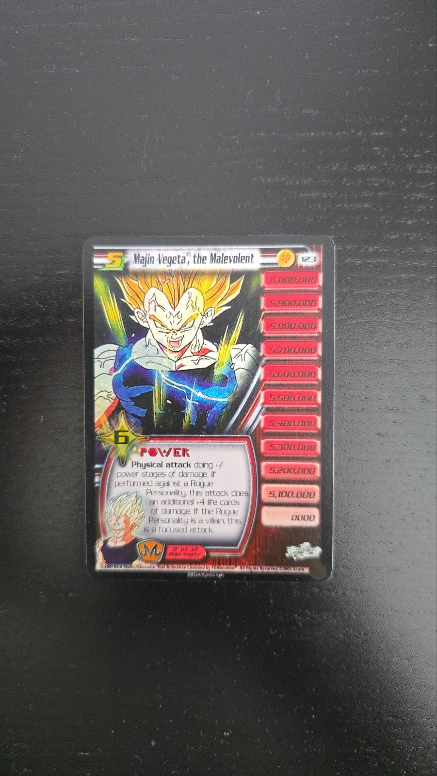 Majin Vegeta, the Malevolent 123 Ultra Rare-kaart, Ophalen of Verzenden, Zo goed als nieuw, Losse kaart, Foil
