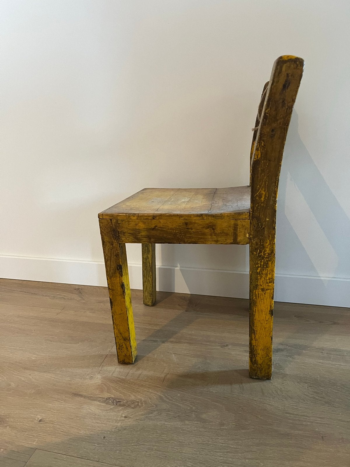 Vintage houten kinderstoel - Geel, Ophalen