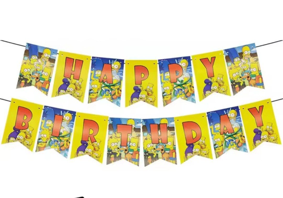 Happy Birthday Slinger - The Simpsons Thema Feestdecoratie, Ophalen, Nieuw, Versiering, Verjaardag