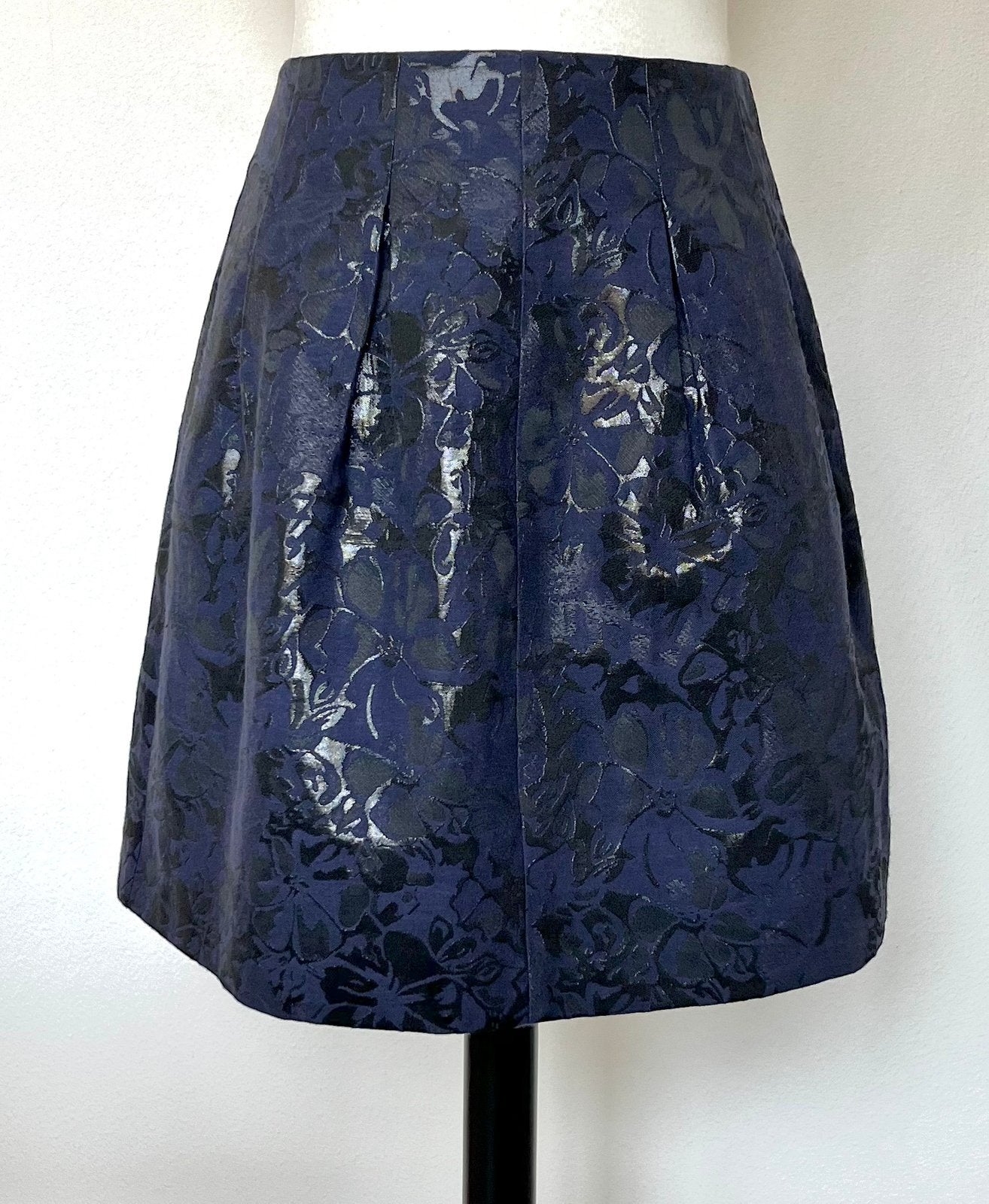 Esprit donkerblauw rokje met zwarte bloemen maat 36, Blauw, Ophalen of Verzenden, Zo goed als nieuw, Knielengte