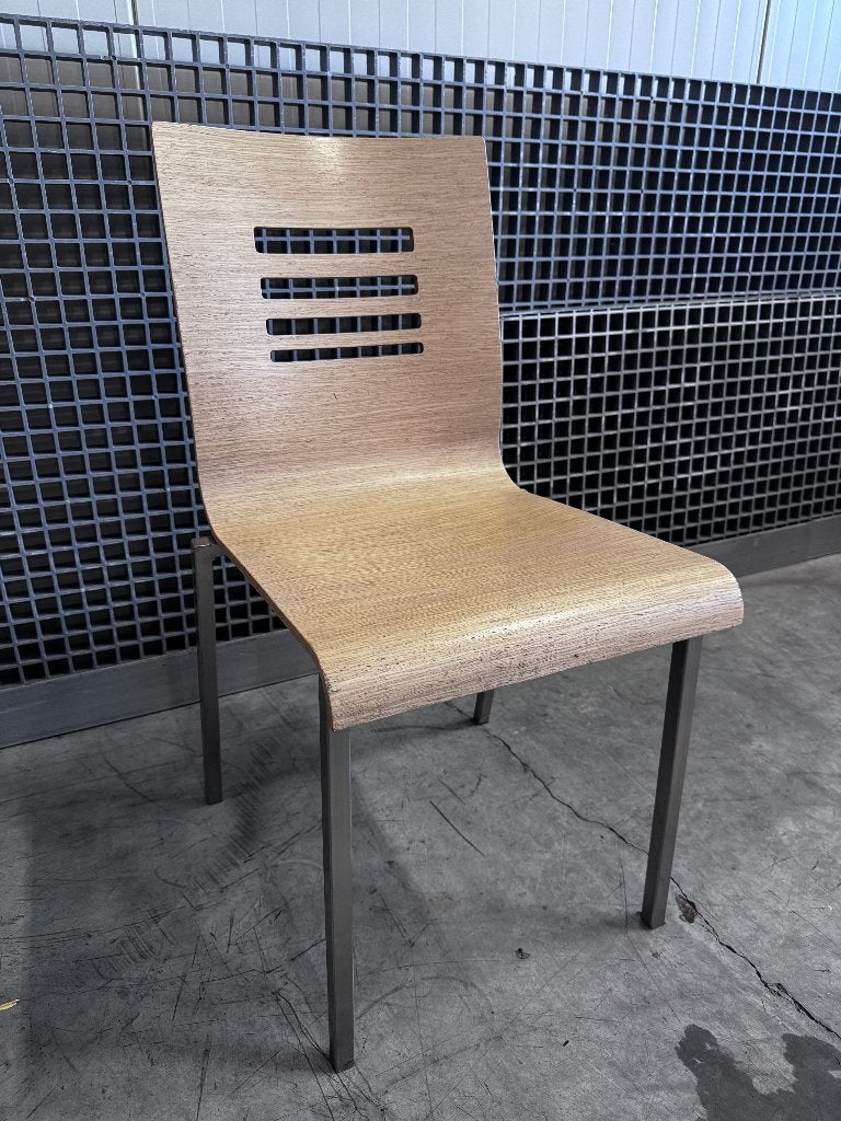 houten kantinestoelen met RVS onderstel, Ophalen, Gebruikt, Bruin, Vijf, Zes of meer stoelen