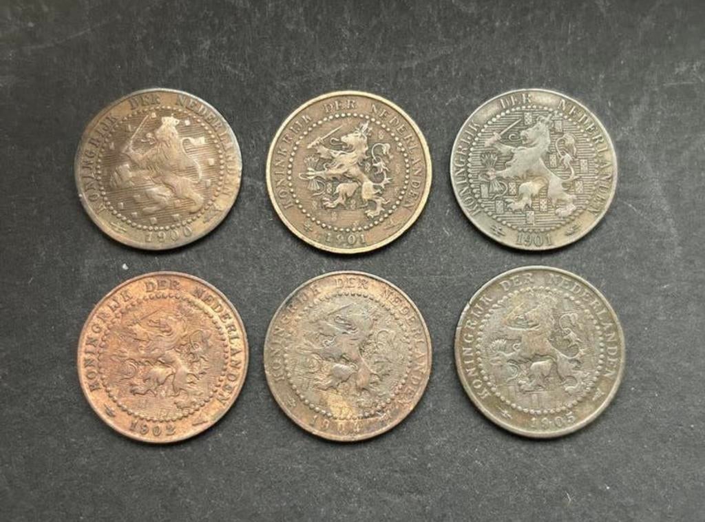 6 x 01 cent 1900, 1901-g, 1901-k, 1902, 1904 en 1905., Ophalen of Verzenden, Koningin Wilhelmina, 1 cent