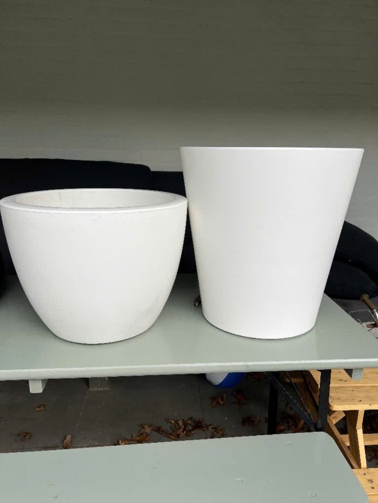 2 Elho Pure bloempotten wit, Tuin en Terras, Ophalen, Kunststof, Gebruikt, 40 cm of meer