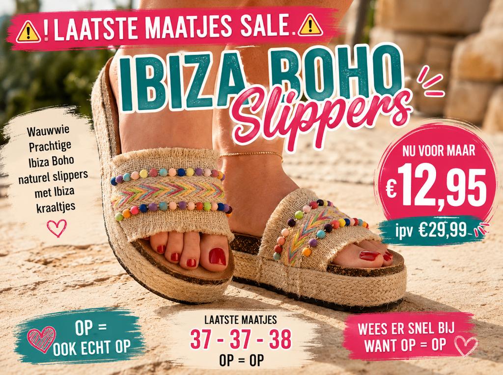 BOHO Ibiza natural Slippers maat 38, Slippers, Overige kleuren, Nieuw, Ophalen of Verzenden