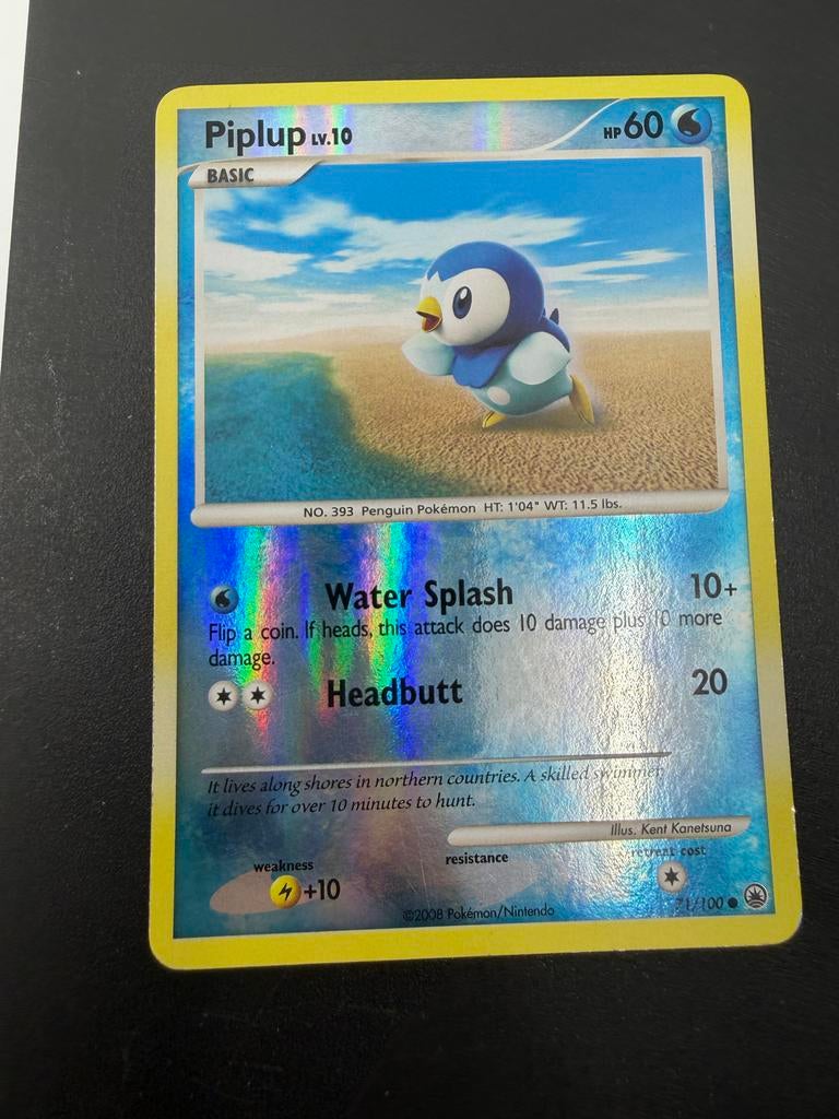 Pokémon Kaart Piplup LV.10 (Foil), Ophalen of Verzenden, Zo goed als nieuw, Losse kaart, Foil