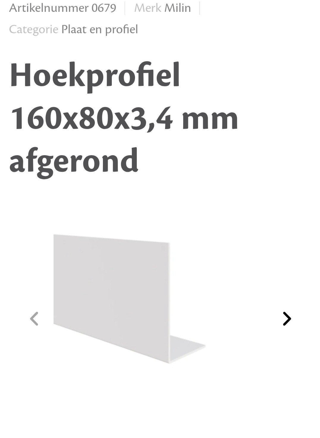 Hoekprofiel 160x80x3,4 mm afgerond - Wit kunststof, Minder dan 25 mm, Overige typen, Nieuw, Ophalen of Verzenden