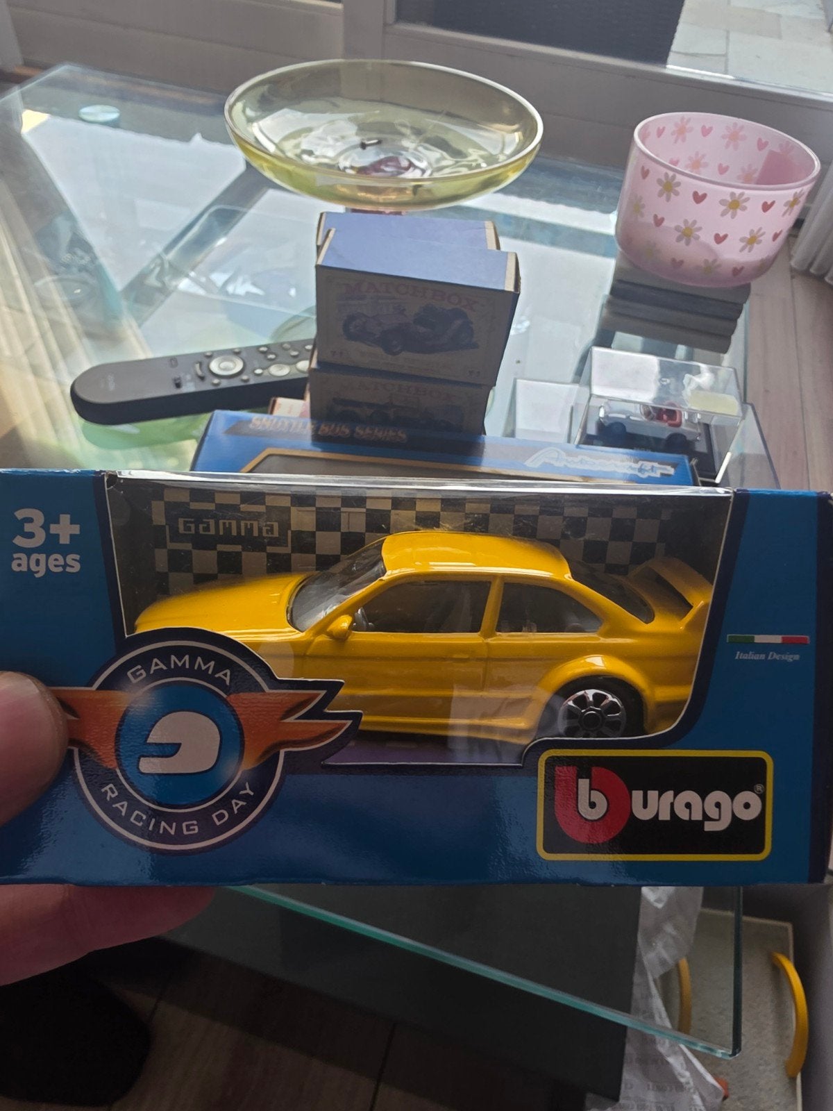 Burago Gamma Racing Day Gele Auto Model, Ophalen of Verzenden