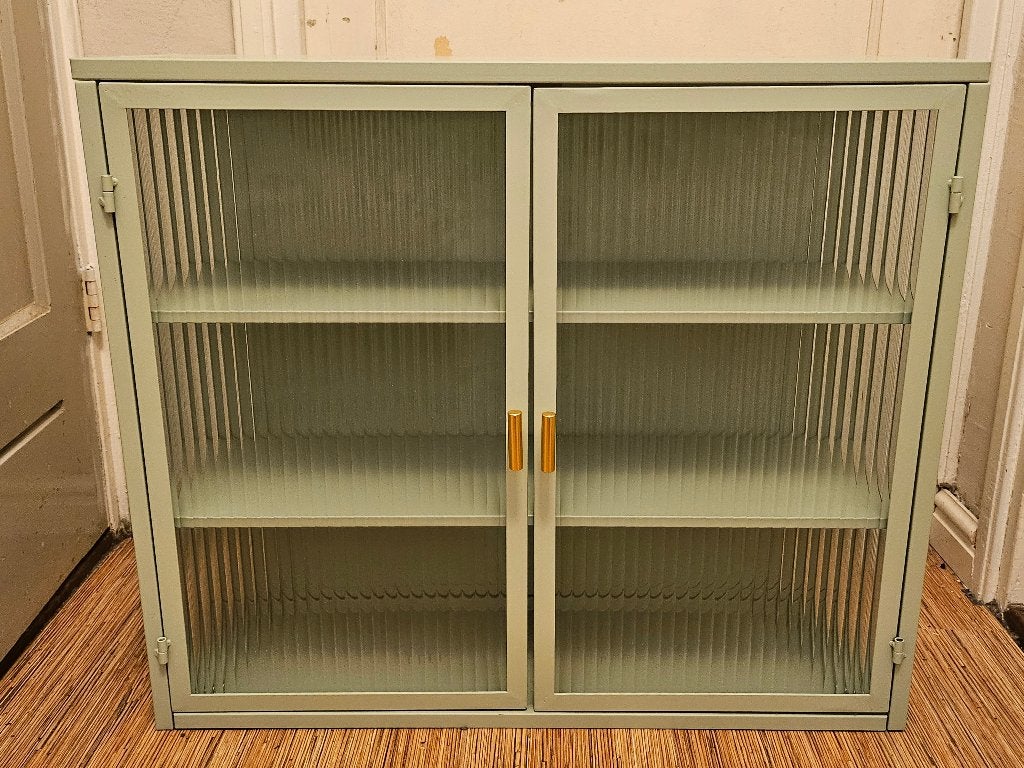 Metalen mint vitrine kastje, Huis en Inrichting, Kasten | Wandmeubels, Ophalen, Met deur(en), Zo goed als nieuw, Minder dan 150 cm