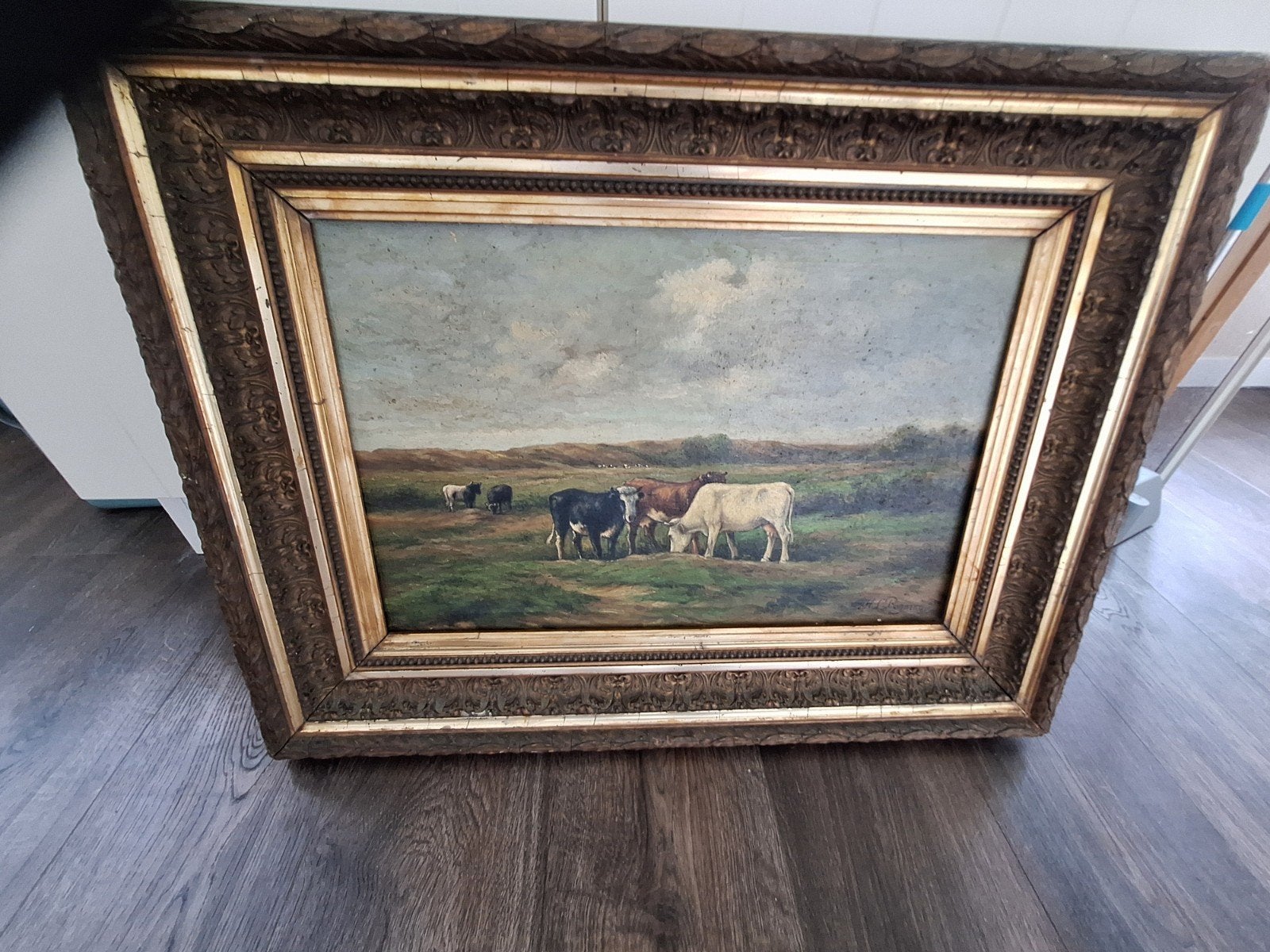 Herman Bogman senior antiek olieverf koeien, Antiek en Kunst, Ophalen