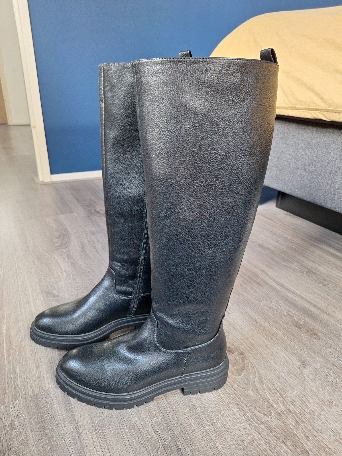 Nieuwe zwarte hoge lederen dames laarzen, maat 41, Ophalen of Verzenden, Nieuw, Zwart, Hoge laarzen