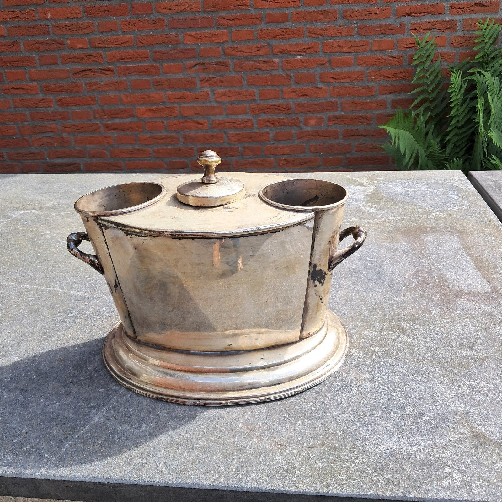 Antieke Verzilverde Champagnekoeler met 3 Vakken, Ophalen of Verzenden