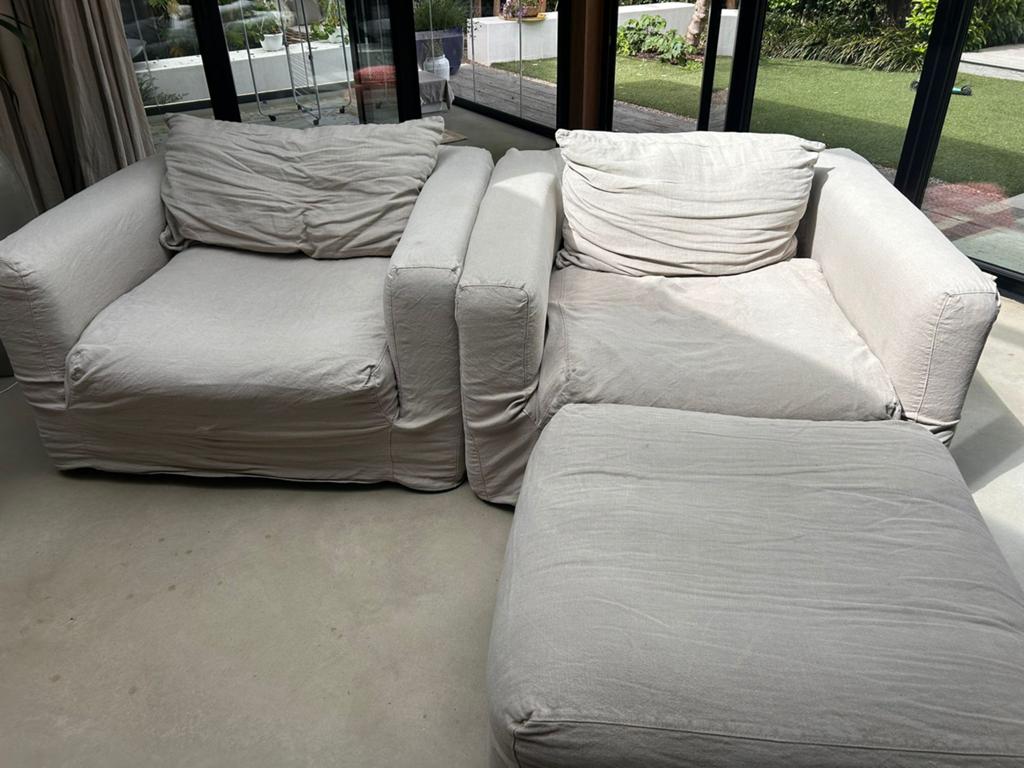 Gratis Zocohome bank (280cm) en 2 sofa's (120cm) wasbaar, Ophalen, 250 tot 300 cm, Gebruikt, 75 tot 100 cm