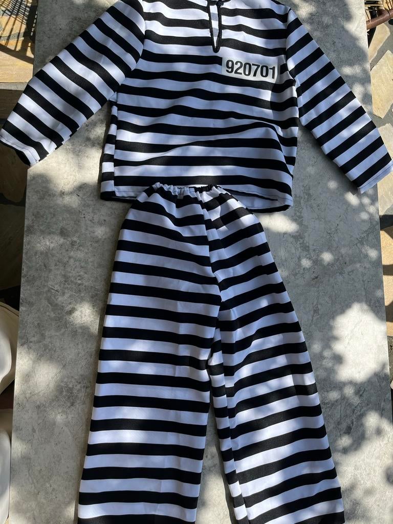 Kind verkleed set boef met zak en nep geld, Ophalen of Verzenden, Gebruikt, 122 t/m 128, Jongen of Meisje