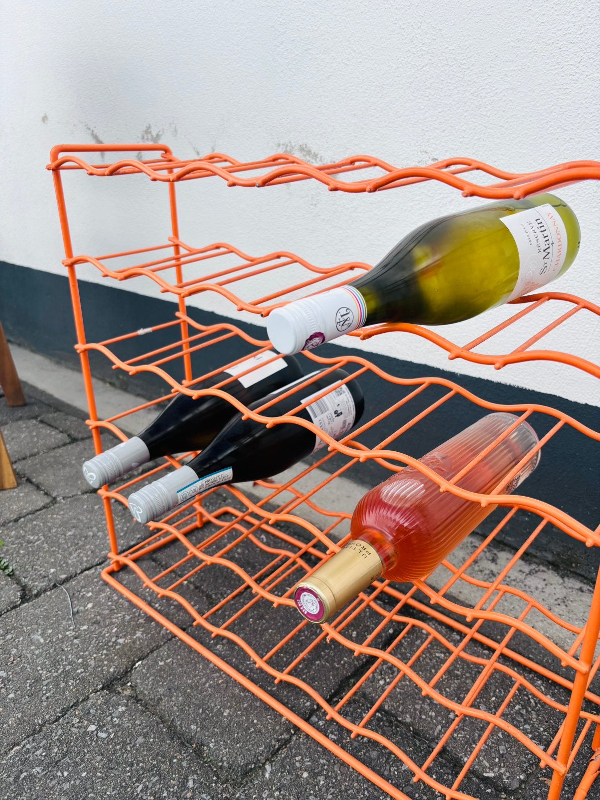 Origineel Vintage Tomado Wijnrek / Flessenrek – Oranje, Ophalen, Zo goed als nieuw, Metaal, 5 – 50