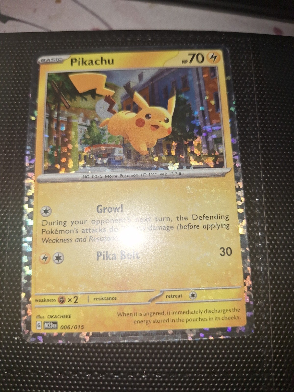 Pikachu Pokémon Kaart - Foil Editie (006/015), Ophalen of Verzenden, Zo goed als nieuw, Losse kaart, Foil