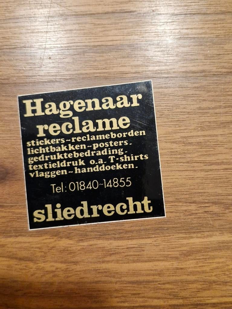 6961 Sticker Hagenaar Reclame Sliedrecht, Ophalen of Verzenden