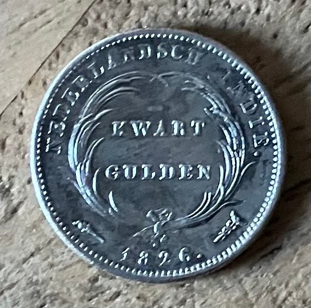 kwart gulden 1826 Nederlands Indië Willem I, Ophalen, Zilver, 25 cent, Koning Willem I