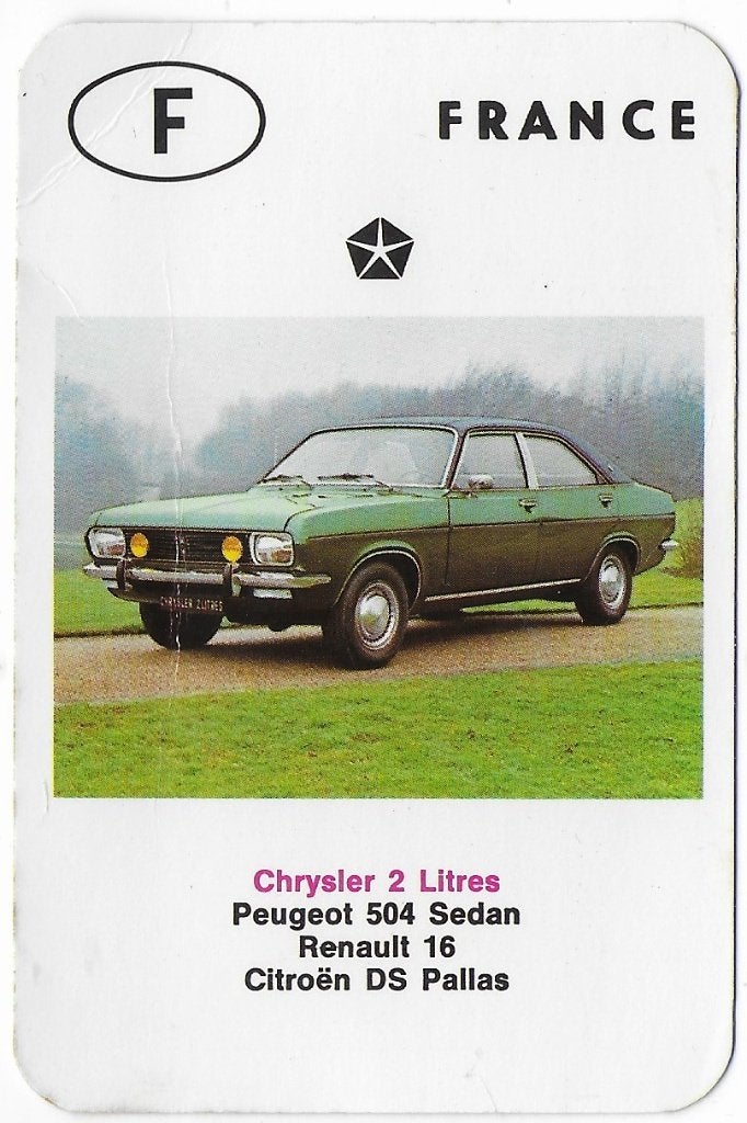 ak1013-- autokaartje France Chrysler 2 Litres, Ophalen of Verzenden, Zo goed als nieuw, Auto's