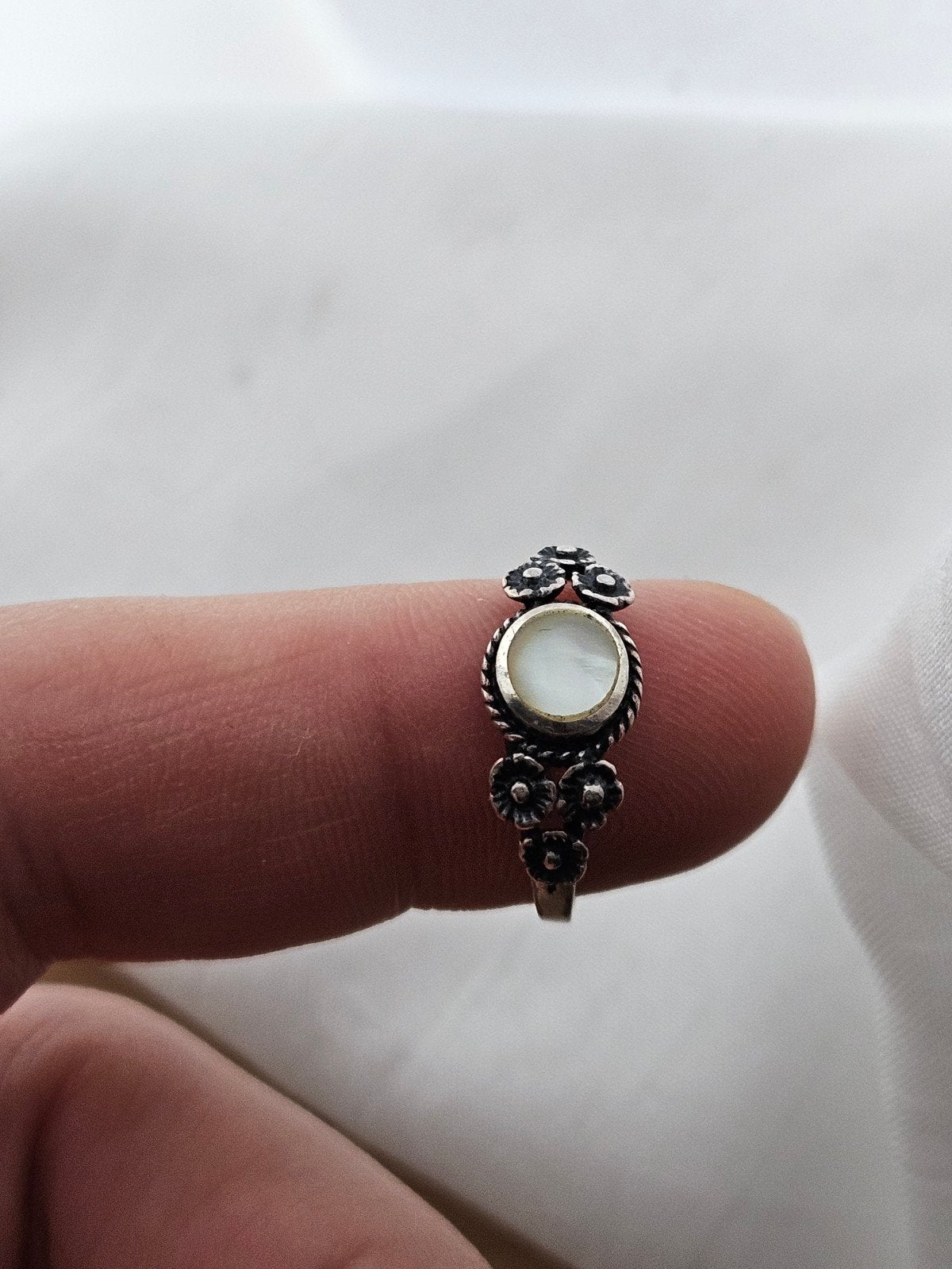 Sterling zilveren parelmoer ring, Sieraden, Tassen en Uiterlijk, Ringen, Met edelsteen, Ophalen of Verzenden, Zo goed als nieuw
