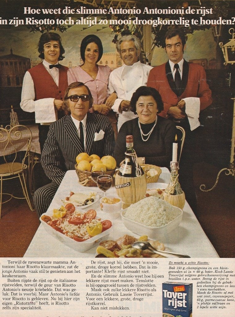 retro reclame 1972 Lassie toverrijst Antonio Antonioni, Verzenden, Overige typen