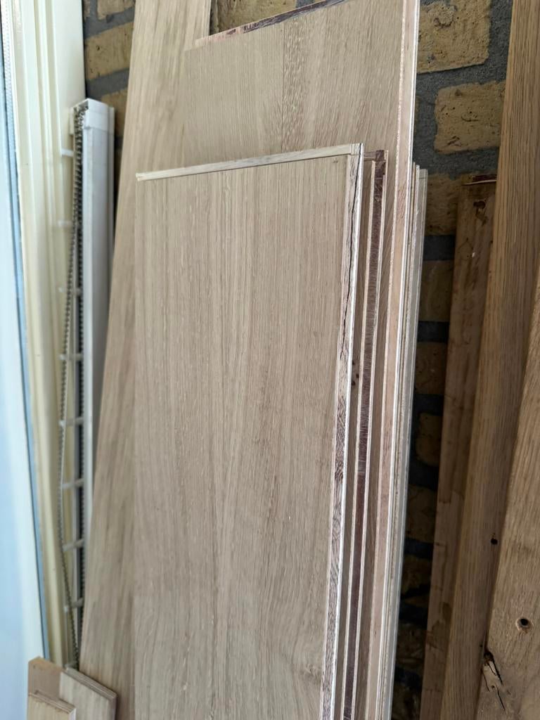Eiken vloerdelen, Ophalen, Vloerdelen of -planken, Zo goed als nieuw, 10 m² of meer
