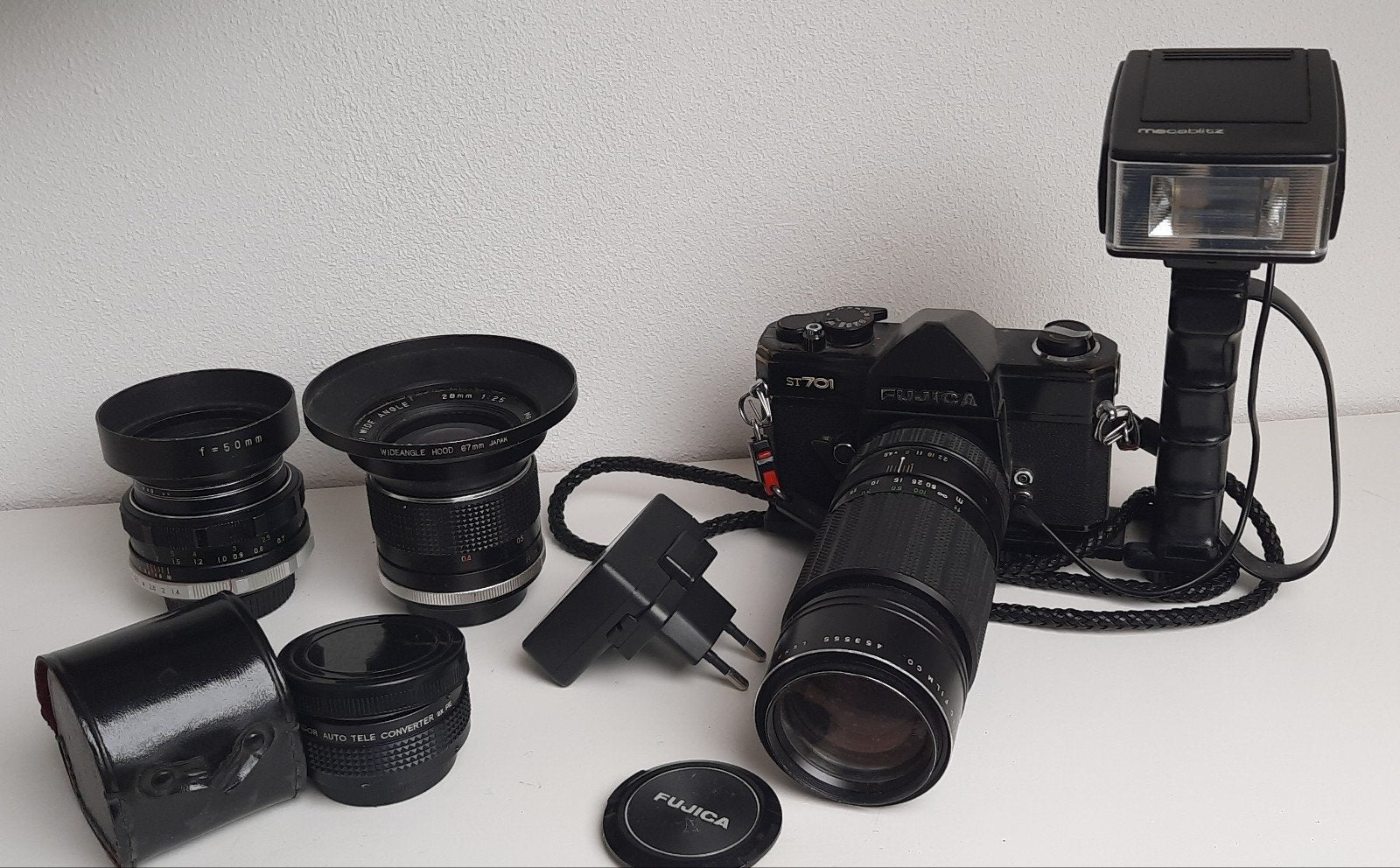 Vintage Spiegelreflex Camera = Fujica ST701 + Lenzen / Flits, Ophalen of Verzenden, Gebruikt, Overige typen