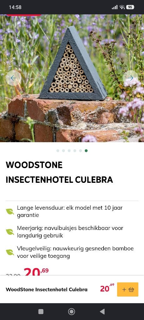 Insectenhotel woodstone culebra, 4 stuks, Ophalen of Verzenden, Vaste plant, Overige soorten, Volle zon