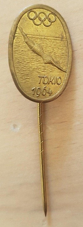 Speldje Sport - Olympische spelen Tokio 1964 - Zwemmen, Verzamelen, Ophalen of Verzenden, Gebruikt, Sport, Speldje of Pin