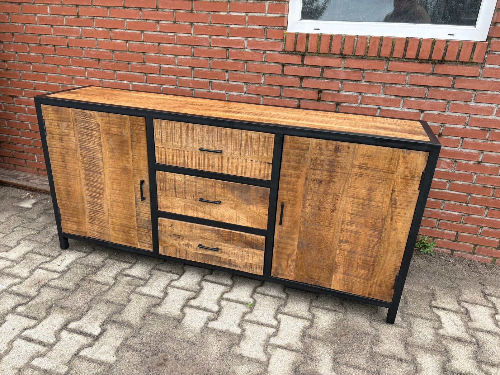 Industrieel Dressoir Mangohout | 2 Deuren 3 Lades | Nieuw, Huis en Inrichting, Kasten | Dressoirs, Ophalen, Nieuw, 25 tot 50 cm
