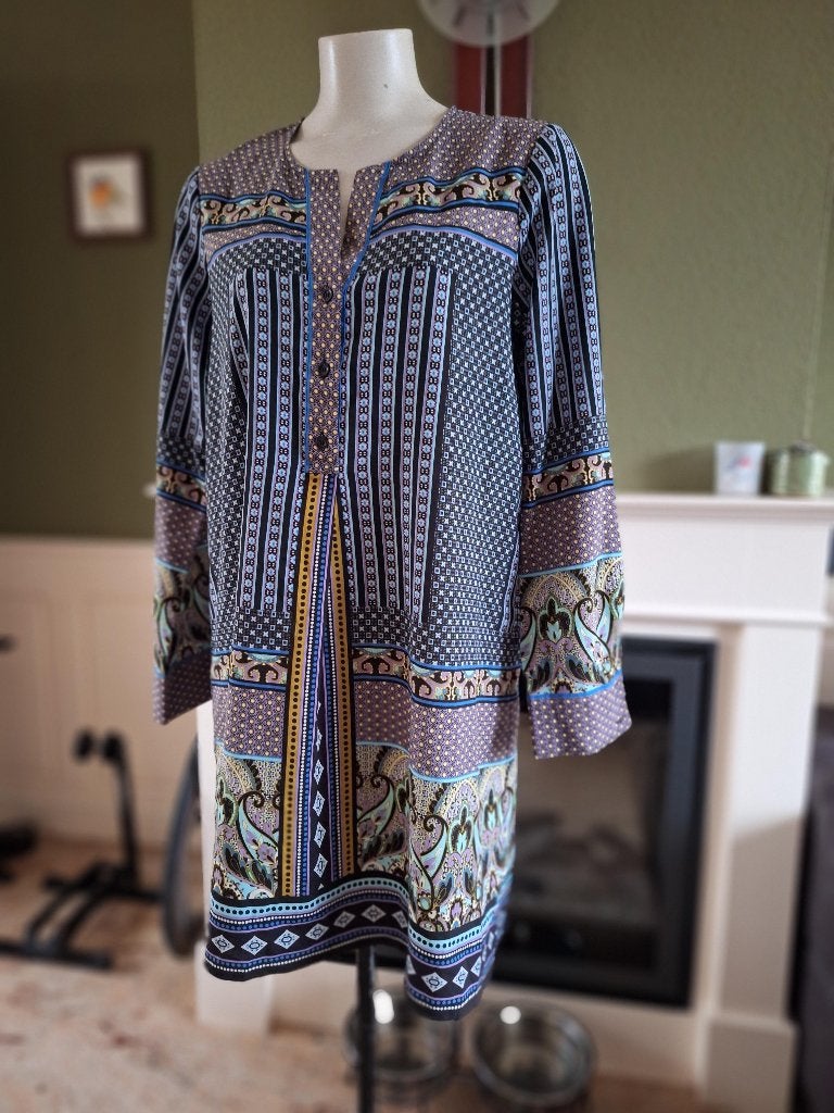 Hale Bob blauw zwarte tuniek blouseje M 38, Maat 38/40 (M), Zo goed als nieuw, Hale Bob, Verzenden
