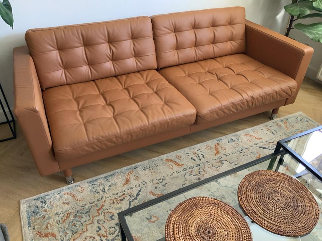 lederen bank en voeten bank, Huis en Inrichting, Ophalen, Rechthoekig, 125 cm of meer