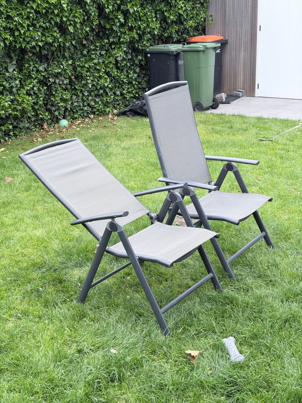 Set van 2 Verstelbare Standenstoelen - Antraciet Aluminium, Caravans en Kamperen, Ophalen, Gebruikt