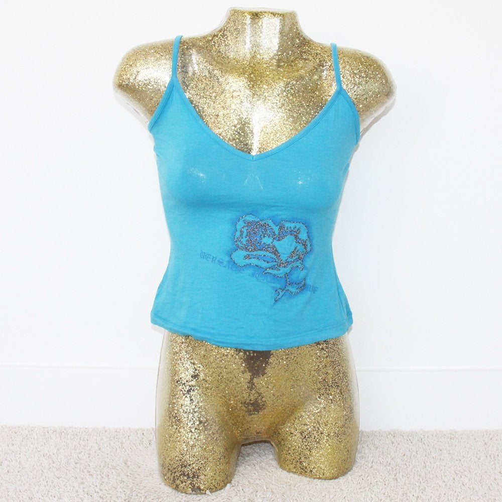 Vintage Versace Topje - 99 (M) € 15,-, Maat 38/40 (M), Blauw, Ophalen of Verzenden, Zo goed als nieuw