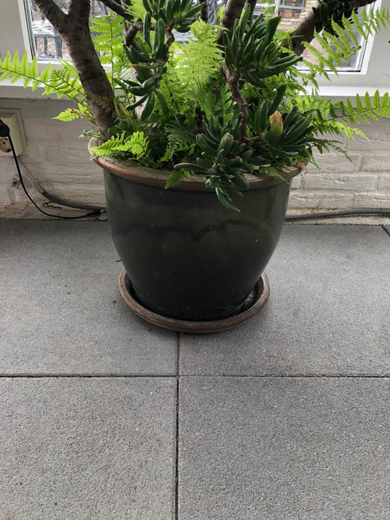 Buitenpot groen 32/31, Tuin en Terras, Bloempotten, Gebruikt, Rond, Minder dan 40 cm, Ophalen