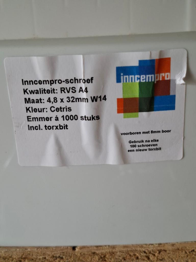 Inncempro RVS A4 Schroeven 4.8x32mm W14 Cetris 1000 st., Ophalen of Verzenden, Nieuw