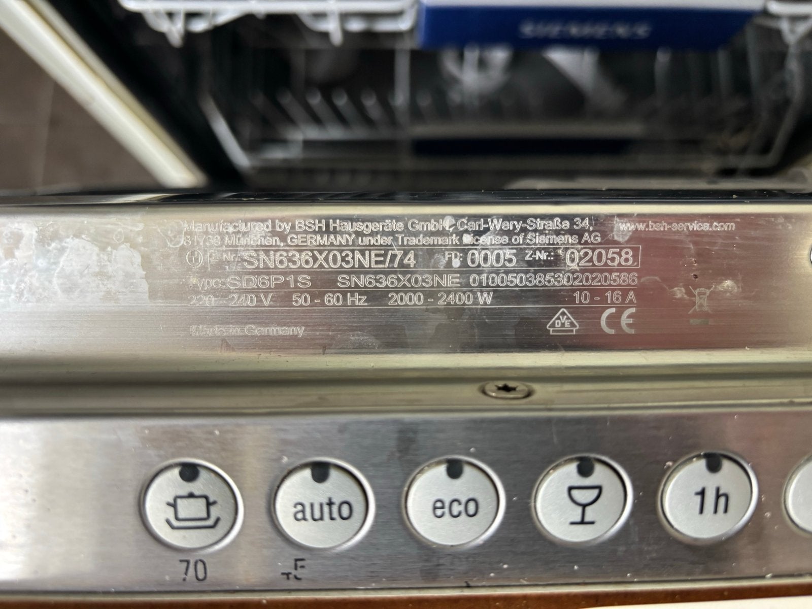 Siemens SN636X03NE/74 Inbouw Vaatwasser - Gebruikt, Witgoed en Apparatuur, Ophalen, Gebruikt, 60 cm of meer, Eco programma
