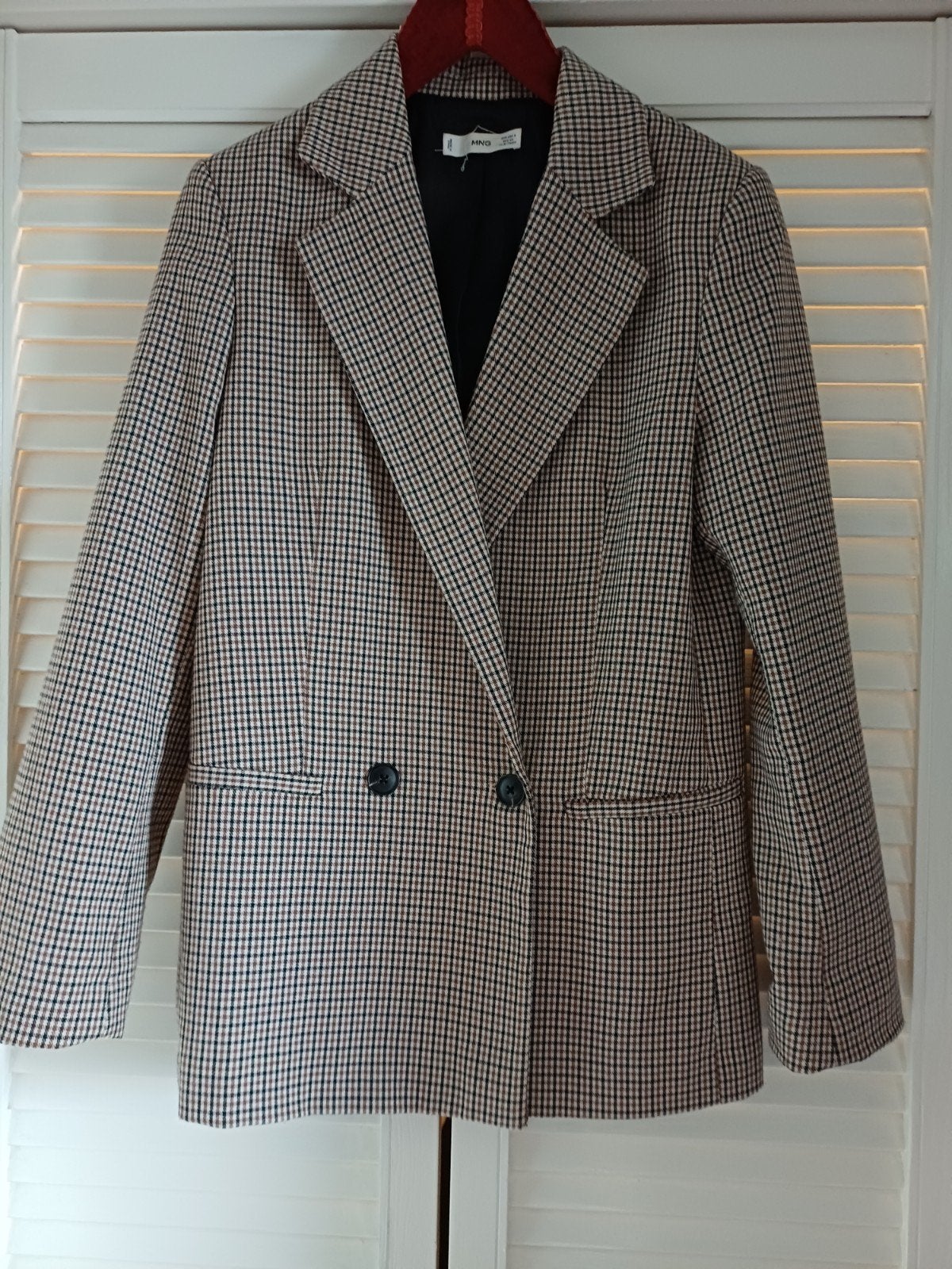 Vintage MNG Geruite Blazer Maat S - Zo goed als nieuw, Bruin, MNG, Ophalen of Verzenden, Jasje
