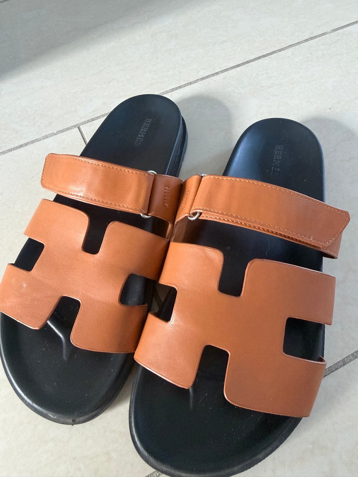 Hermes slippers - Oranje/Zwart - Incl doos, Verzenden, Gedragen, Oranje, Slippers